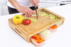 Premium Bamboo Cutting Board With Containers